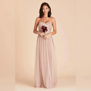 Birdy Grey Christina Convertible Bridesmaid Dress in Tulle Sandy Taupe S NWT